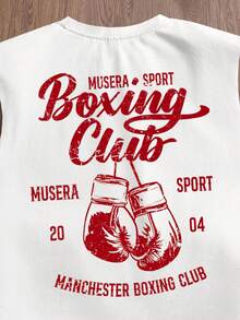 StoneGrade 白色加大码男士字母印花圆领无袖背心 - 白色 - 查看 2