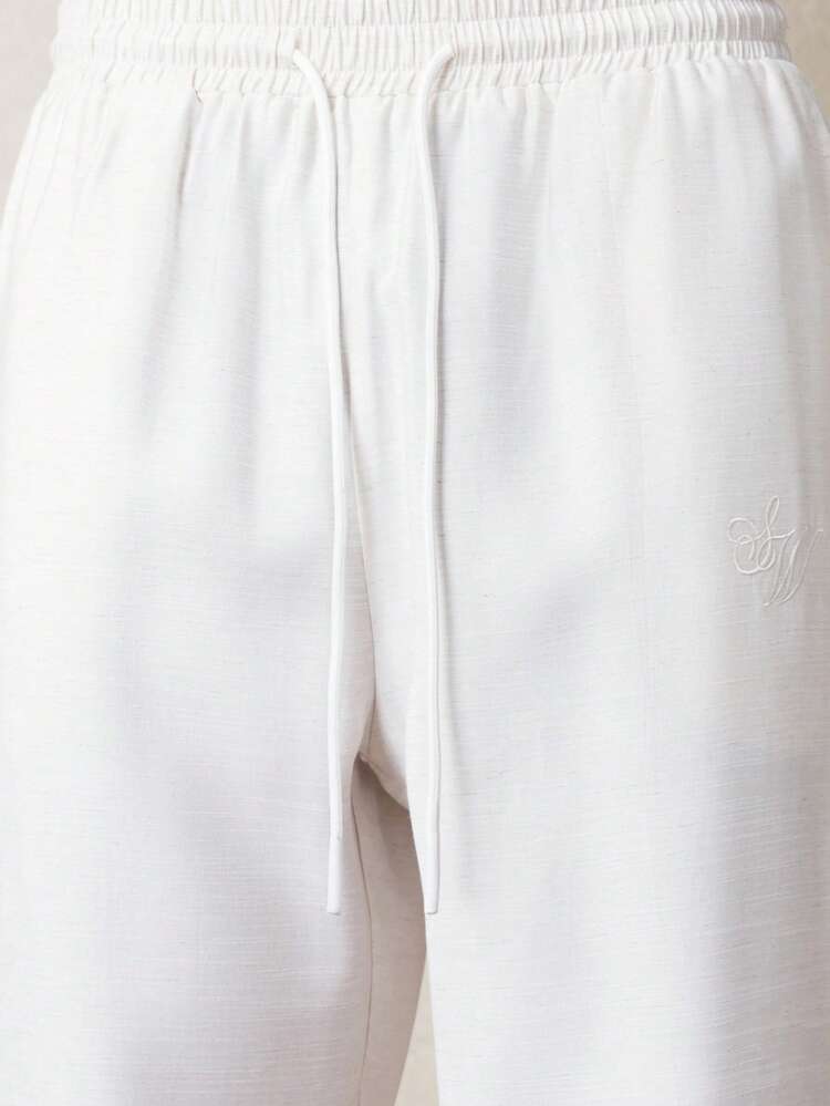 Slim Fit Linen Look Pull On Pants