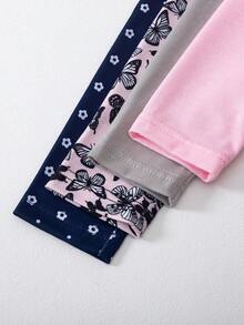 SHEIN Playful Pals 4条婴儿/女婴休闲碎花印花及纯色打底裤，适合所有季节 - 彩色 - 查看 7