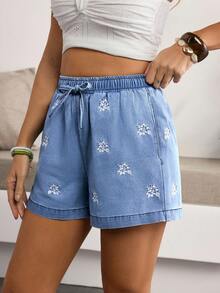 Sunnyshic 女士牛仔短裤 - 藍色 - 查看 3