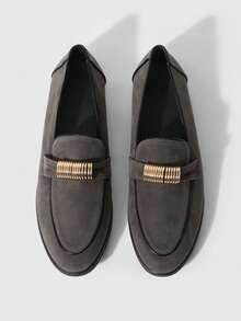 Sleekvia Casual Versatile Commuting Fringe Decor Flat Loafers - Grey - View 2
