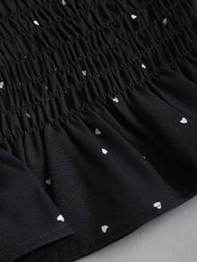 SHEIN Unity 女款黑白波點夏季可愛茶會約會之夜外訪掛脖上衣 優雅Y2K蝴蝶結荷葉邊飾綁帶蕾絲襯衫 - 黑色 - 查看 6