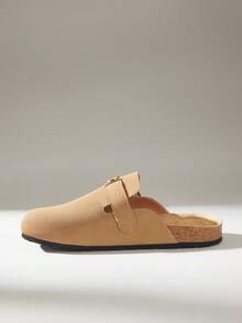 Solecia Women's Casual Slip-On Flat Shoes With Buckle Design, For Daily Wear - Beige - View 4