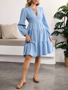 Breezaya Women's Denim Extra Long High Slit Dress - Blue - View 5