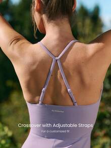 GLOWMODE Valentine's Day 4.3" FeatherFit™ Crush Mode Buttery-Soft Stretchy Sweat-Wicking Adjustable Straps Removable Cups Gathered Bust Romper Low Impact Daily Casual Wear - Purple - View 4