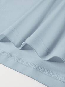 Manfinity Homme 男士字母印花纽扣设计短袖休闲T恤 - 淺灰色 - 查看 4