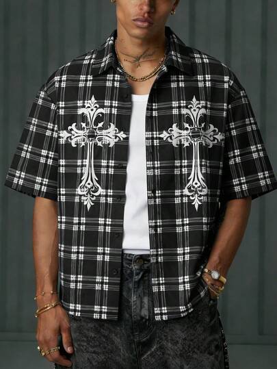 Manfinity EMRG Men's Woven Printed Shirt, Fashionable And Versatile For Daily Wear