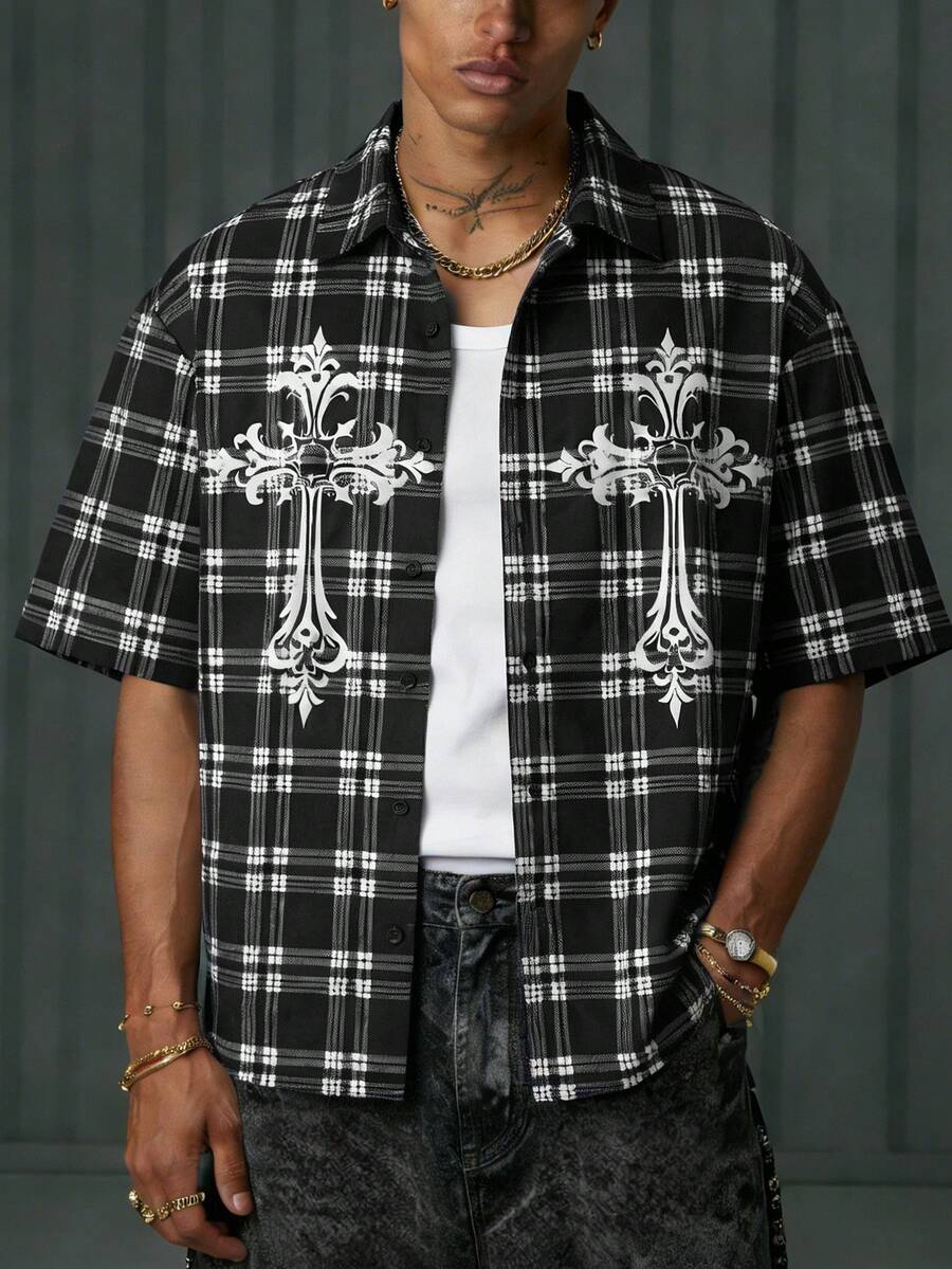 Manfinity EMRG Men's Woven Printed Shirt, Fashionable And Versatile For Daily Wear - Multicolor - View 1