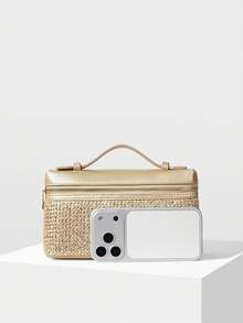 PREMIUM SQUARE OPENWORK BAG - Gold - View 5