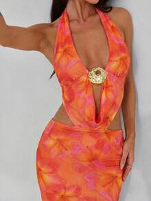 Aloruh 女士印花简约日常穿搭吊带连衣裙 - 彩色 - 查看 7