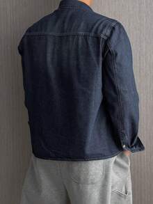 DAZY Men's Solid Dark Grey Washed Distressed Denim Jacket, Autumn - Blue - View 2