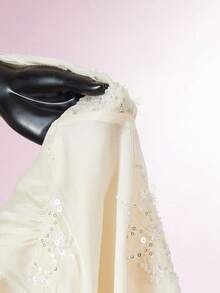 Amplova 女士露背迷你连衣裙，饰有串珠刺绣，挂脖交叉肩带，性感前卫 - 白色 - 查看 8