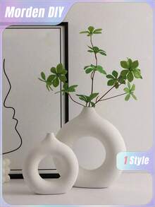 Bộ 2 Khuôn Silicon Bình Tròn DIY Đơn Giản Bình Hoa Châu Âu Khuôn Thạch Cao Trang Trí Nhà Đồ Trang Trí Khuôn Nhựa Epoxy Khuôn Đúc Thủ Công Sản Xuất - trắng - Xem 3