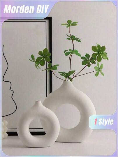 2PCS/Set Circle Vase Silicone Mold DIY Simple European Vase Gypsum Mold Home Decoration Ornament Epoxy Resin Mould Handicraft Production Casting Molds