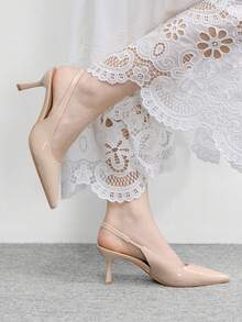 CUCCOO BIZCHIC 圣诞节休闲通勤简约尖头女式高跟鞋 - 淺灰色 - 查看 5