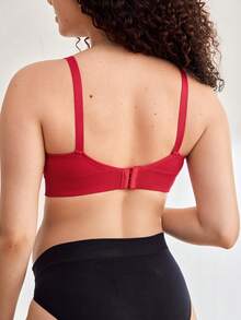 Moonlight&Mama Maternity Comfortable Breathable Solid Color Adjustable Strap Seamless Nursing Bra - Red - View 2