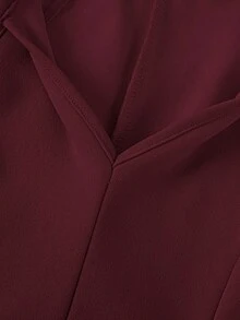 SHEIN 少女纯色V领无袖收腰修身A字连衣裙 - 酒紅色 - 查看 5
