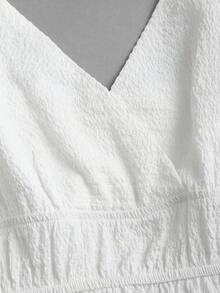 Sweetra Bohemian Differentiated Vacation Series Spaghetti Strap Sexy Deep V-Neck Design Waist Flared Skirt Design Sense Spring/Summer Minimalist New Design Minimalist Sexy Lady Dress - White - View 4