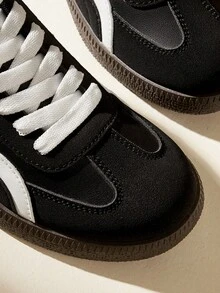 CUCCOO EASI 2026 新款春季女士复古百搭休闲运动鞋，白色平底鞋 - 黑色 - 查看 5