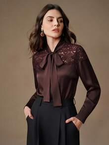 Anewsta High Quality New Fashion Women's Sexy Lace Blouse - Burgundy - View 4