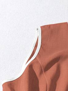 GlowEve 女士优雅撞色滚边玫红色两件套，夏季 - 亮橙色 - 查看 3