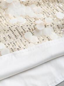 Sweetra Women's Spaghetti Strap Sequin Embellished Short Dress, Sexy Vacation Style, Spring/Summer - White - View 3