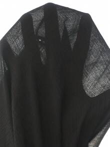 Swim Vcay Women's V-Neck Lace Trim Bow Backless Ruffle Hem A-Line Summer Beach Vacation Dress Cover Up - Black - View 6