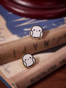 HARRY POTTER X SHEIN 1 Pair Zinc Alloy Cartoon Animal Print Pendant Beaded Hoop Earrings, Minimalist & Elegant, Suitable For Party, Concert, Festival - Gold - View 3