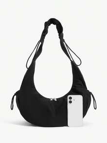 Viva Strut Ladies, Women Shoulder Bag, Waterproof, Nylon, Nylon Bag, Fashionable, Personalized, Simple, Versatile, Street, Sweet And Cool Girls, Hot Girls,Y2k,Casual - Black - View 5