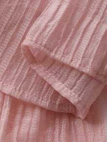 Livesso Spring & Summer Textured Pink Camisole Top And Bodycon Skirt Set, Ruffled Hem, Elegant For Valentine's Day, Wedding, Casual, Beach, Commute - Pink - View 3