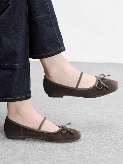 CUCCOO BIZCHIC Mocasines planos versátiles con lazo decorativo de unicolor para mujer, ideales para Navidad