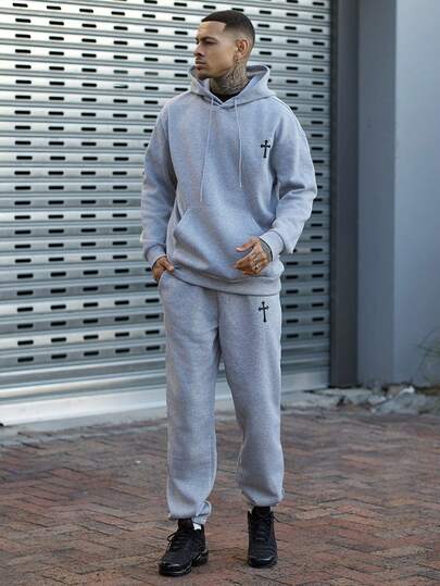 Devon Thys Men's Autumn/Winter Hoodie Set | Cross Print | Casual Sports Essential