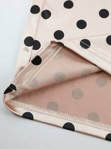 Franclia 女士新款法式领珍珠装饰香槟色缎面连衣裙，雪纺短袖波点印花修身设计，凸显女性曲线，春夏连衣裙，适合朋友聚会、伴娘礼服、婚礼季、约会、宴会等各种场合。 - 香檳色 - 查看 5