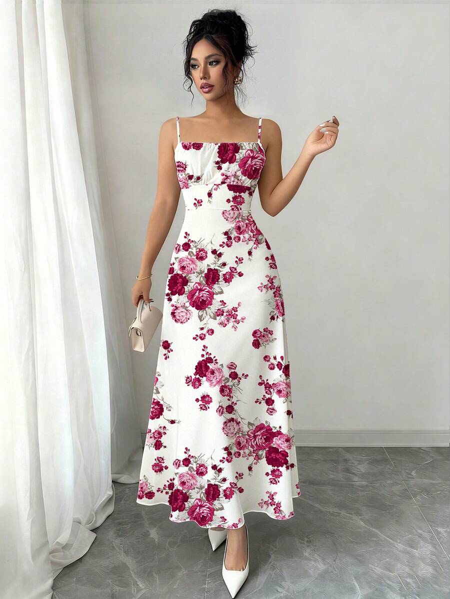 Arcane Artistry Đầm nữ mùa hè in hoa, xếp ly, thắt eo. - Hồng - Xem 1