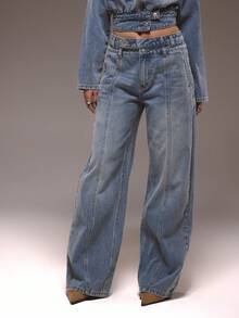 MUSERA Double Fasten Baggy Distressed Jeans Only Winter Cute Streetwear Going Out Casual Western Born Faded - Medium Wash - View 3