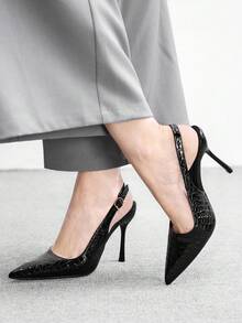 CUCCOO BIZCHIC 2024新款女士金色绑带凉鞋，2024春秋尖头细跟时尚简约设计，百搭，可搭配连衣裙和高跟鞋，圣诞节穿着也合适。 - 靜夜黑色 - 查看 4