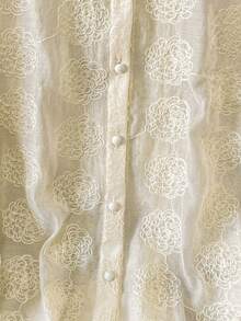 Lacomfia Áo kiểu Pháp thanh lịch, đa năng dành cho nữ cỡ lớn, thêu 3D. - Màu be - Xem 3