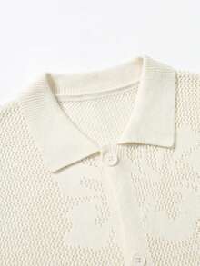 Manfinity Homme Men's Solid Color Button Casual Versatile Short Sleeve Knit Top - Apricot - View 5