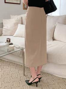 DAZY Women's Fitted Twist Asymmetrical Skirt - Khaki - View 8