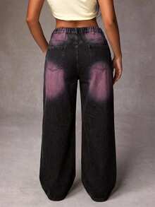 Jeanoix Quần jeans ống rộng dáng rộng, chất liệu vintage, cỡ lớn, kiểu dáng thường ngày. - màu đen - Xem 3