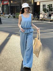 DAZY Women's Casual Denim Bib Overalls And Jumpsuit - Light Wash - View 7