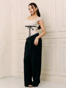 Criza Taa 不对称蝴蝶结褶饰下摆圆点印花衬衫 - 彩色 - 查看 5