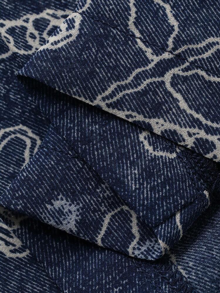 Women's V-Neck Short Sleeve Printed Ribbon Patchwork Tie Front Top And Loose Wide Leg Pants Vacation Style 2 Pieces Set