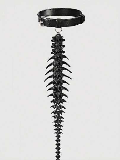 ROMWE Goth 1pc Black Y2K Babe Punk Style Dragon Scorpion Decor Trash Punk Fashion Minimalist 3D Unisex Necktie, Suitable For School, Casual, Commute, Concert, Date And More