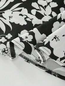 GlowEve CURVE Plus Size Women Floral Print Casual Skirt - Black and White - View 6