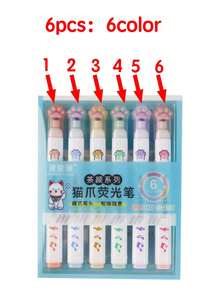 12色猫爪荧光笔，6支/套，款式随机（沙特阿拉伯）返校季 - 彩色 - 查看 13