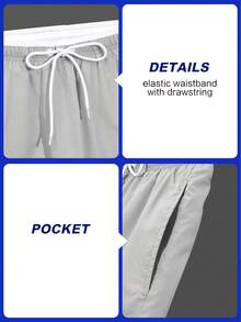 Zalmeno Men's Casual Drawstring Waist Beach Shorts, Summer - Light Grey - View 3