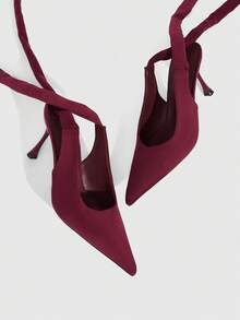 CUCCOO SZL Women's Suede Burgundy Sexy Pointed Toe Bow Tie Fashion Date High Heel Pumps - Burgundy - View 10