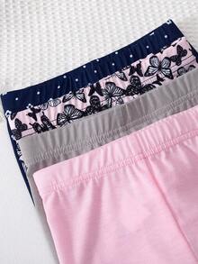 SHEIN Playful Pals 4条婴儿/女婴休闲碎花印花及纯色打底裤，适合所有季节 - 彩色 - 查看 6