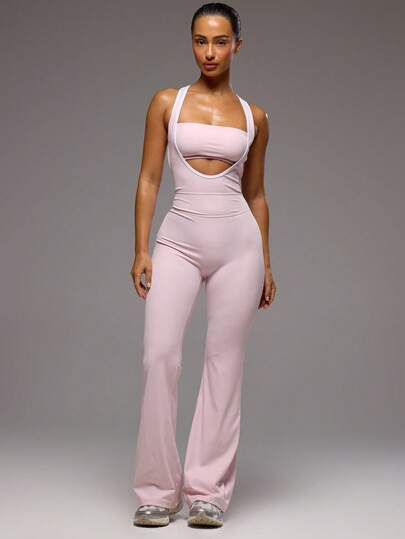 Musera Sport 撞色镂空阔腿运动连体裤，适合运动健身、健身房、普拉提、日常休闲运动，性感吸汗。